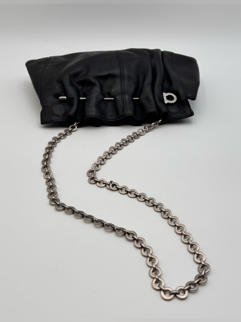 Salvatore Ferragamo Black Leather Chain Shoulder Bag - Picture 8 of 11